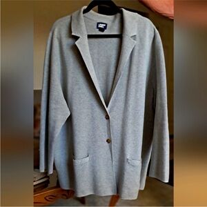 🌿Lands' End 3X Classic Gray Knit Sweater Jacket